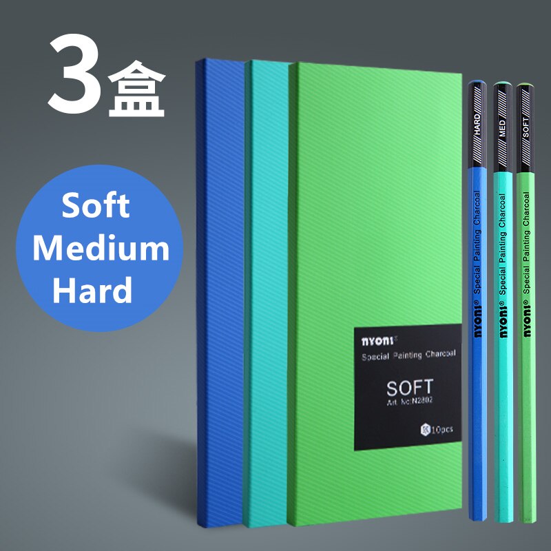 10 sztuk/zestaw profesjonalny szkic ołówek węglowy zestaw N2802 miękkie średnio twarde 14B kredki artykuły biurowe: 3 Boxes mieszany