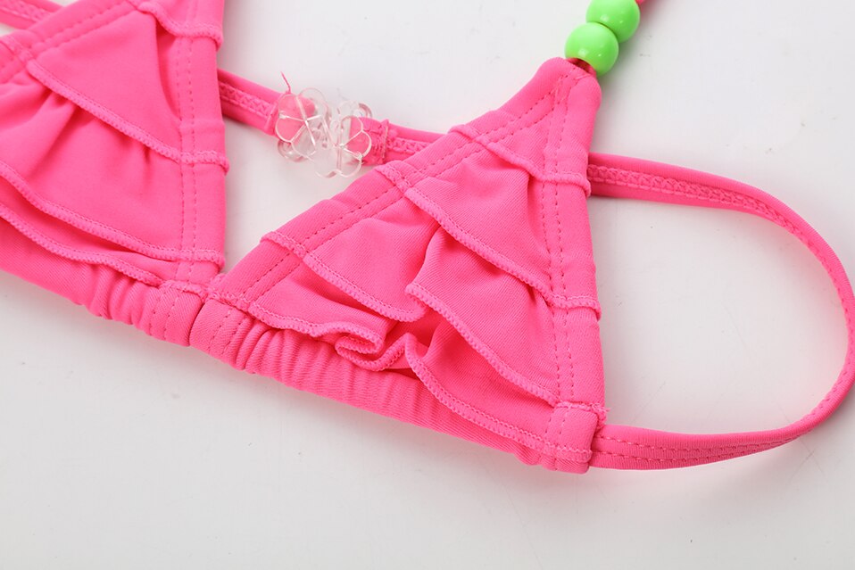 2~7Y Biquini Infantil Solid color Girls swimwear Kids Bikini Set Two pieces Children Swimwear Kids Beach wear-ST113