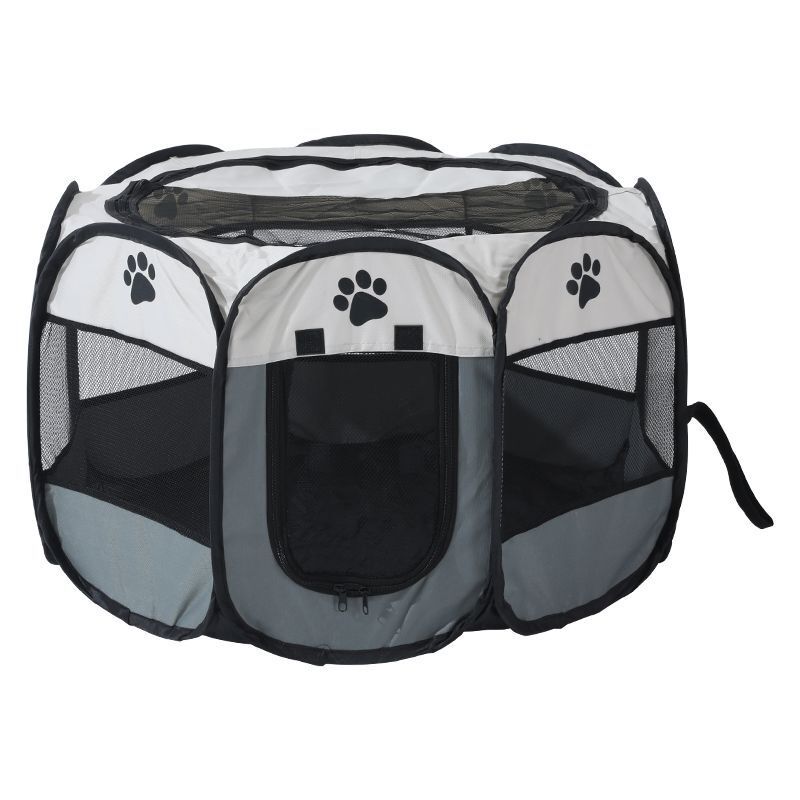 Bærbart sammenklappeligt kæletelt hundehus ottekantet bur til kat telt kravlegård hvalpe kennel nem betjening hegn udendørs store hunde hus: 1-1 / 73 x 73 x 43cm
