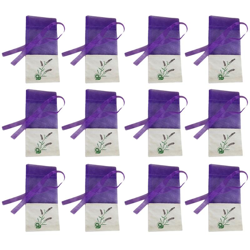 12pcs Drawstring Sachet Bags Lavender Sachets Empty Sachets Bags Gauze Storage Bags for Spice Packing: Deep purple