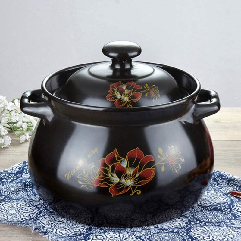 Health Soup Pot Household Stew Pot with High Temperature Resistance Ceramic Casserole Soup Pot with Lid