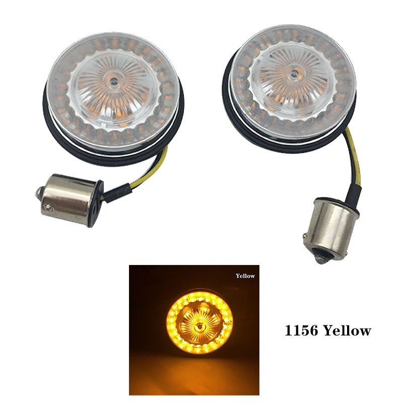 1 Paar Motorcycle Led Richtingaanwijzers Kit Voor Harley Road Glide Touring Sportster Met 1156 1157 Base Wit/Amber led Richtingaanwijzer: Yellow D