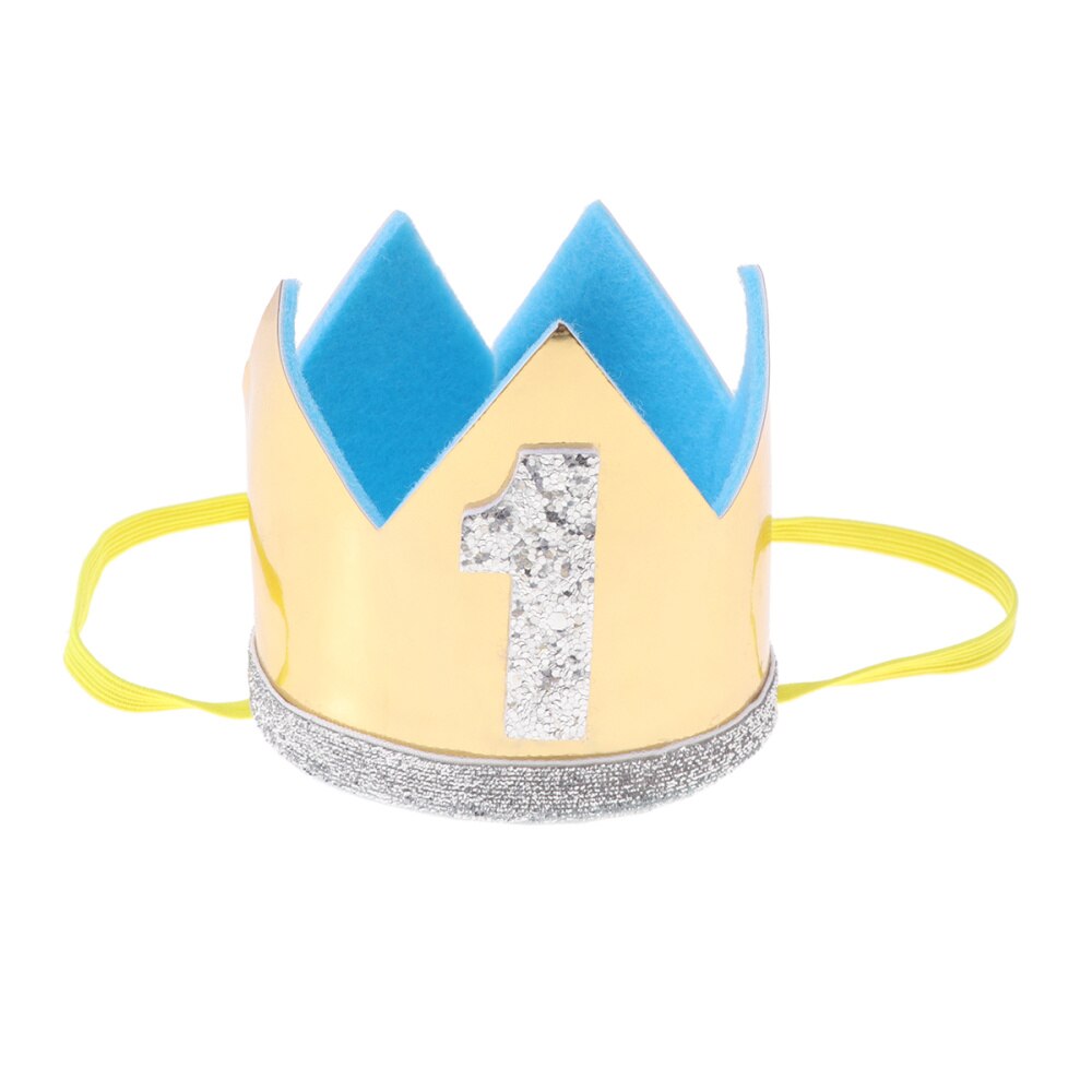 Adorable Baby Birthday Hats Kids Party Hats Crown Hairband Party Decorations (Dark Blue): Silver