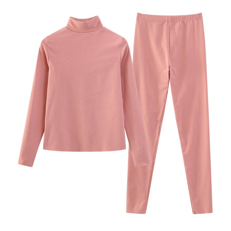Ensemble 2 pièces pour femme, sous-vêtements thermiques, manches longues, haut et pantalon, doublure polaire, vêtements thermiques, hiver: D Pink / L