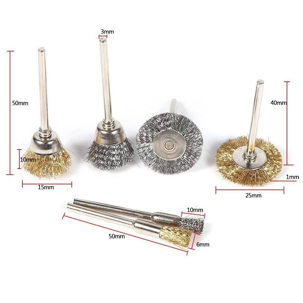 36Pcs Brass Brush Steel Cleaning Wire Wheels Brushes Drill Rotary Tools Polishing Rotary Tools Metal Rust Removal Brush Set