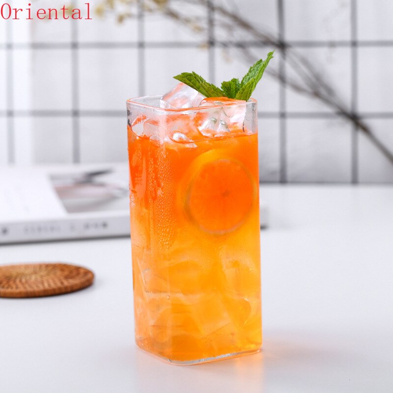 Highball Glasses Lead-Free Crystal Clear Glass Drinking Cups for Water Wine Beer Cocktails and Square Mini Dessert Cups