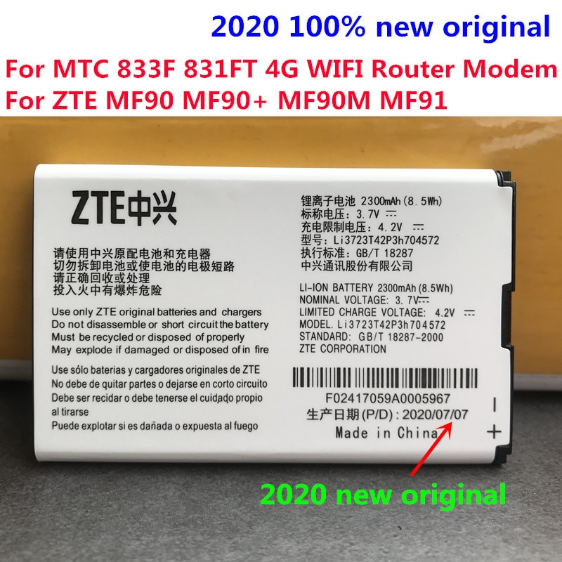 2300 Mah Li3723T42P3h704572 Batterij Voor Mtc 833F 831FT 4G Wifi Router Modem Voor Zte MF90 MF90 + MF90M MF91 Batterijen