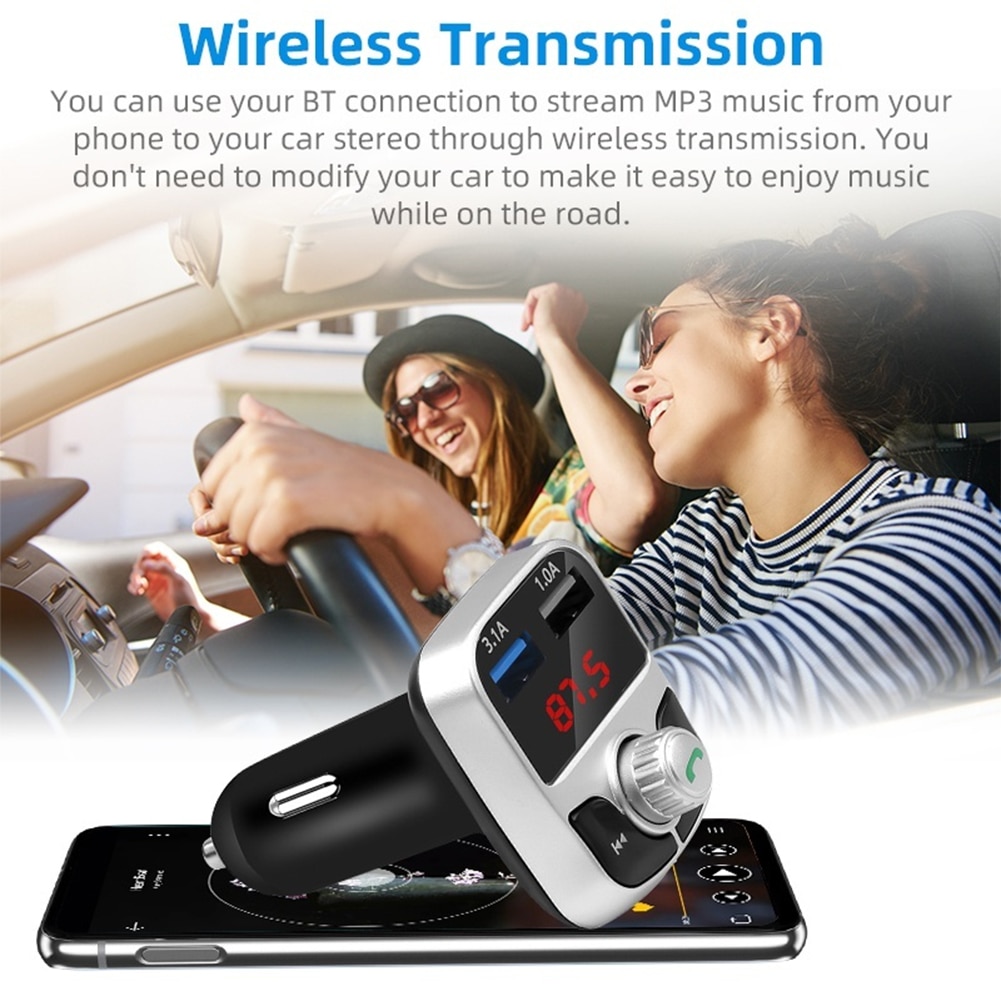 Auto Bluetooth 5.0 Fm Zender Draadloze Audio Ontvanger Dual Usb Snelle Lader Usb Lader Auto Accessoires Handsfree
