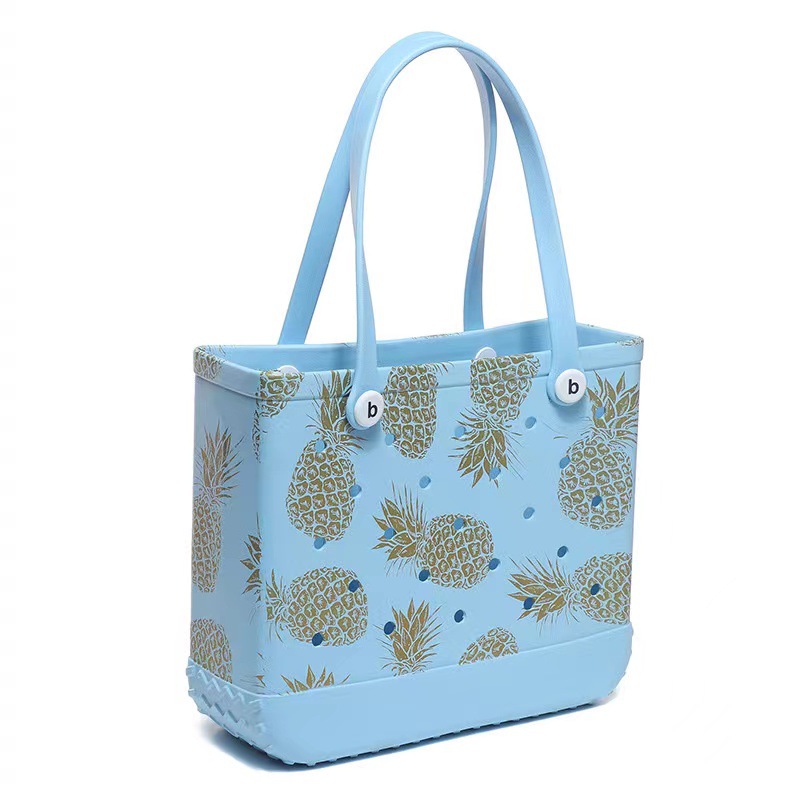 Cesta para exteriores, bolsa para mascotas, bolsa grande con agujero de EVA, bolsa de almacenamiento para playa, bolso de hombro con filtro de agua hueco impreso de gran capacidad