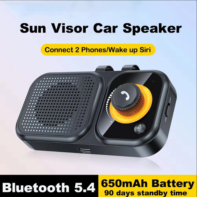 Zestaw głośnomówiący Bluetooth 5.4 robić samochodu z klipsem na osłonę przeciwsłoneczną, bezprzewodowy odbiornik audio, głośny odtwarzacz muzyki z podświetleniem ambientowym.: Default Title