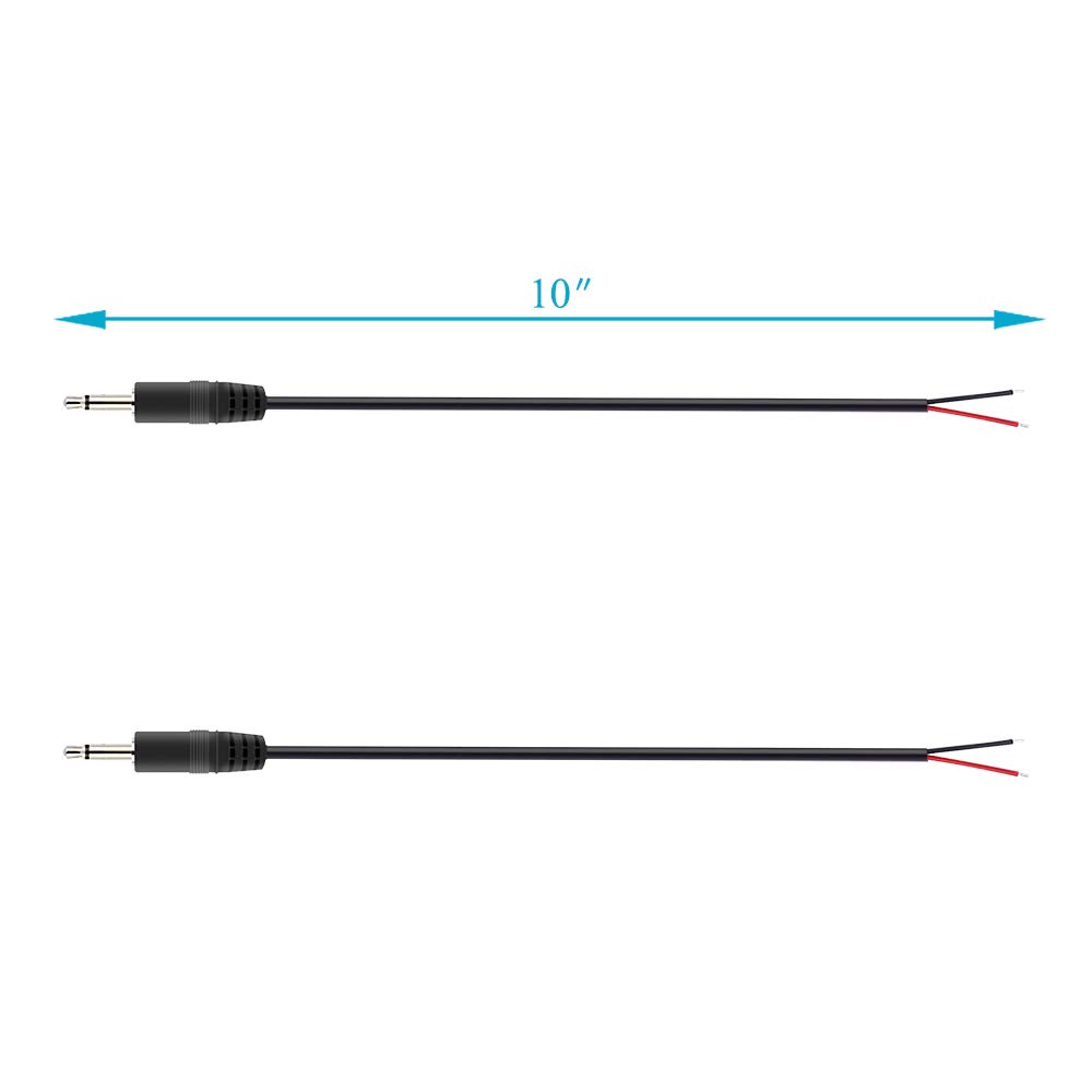 (Confezione da 2) sostituzione spina maschio da 2.5mm a filo nudo estremità aperta TS 2 poli mono 2.5mm connettore Jack riparazione cavo Audio