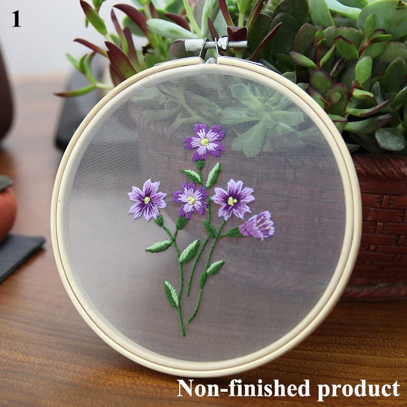Diy broderi kit hængende billeder nybegynder broderi diy materiale kits stitch kit europæisk stil broderi blomst værktøj kit: 1