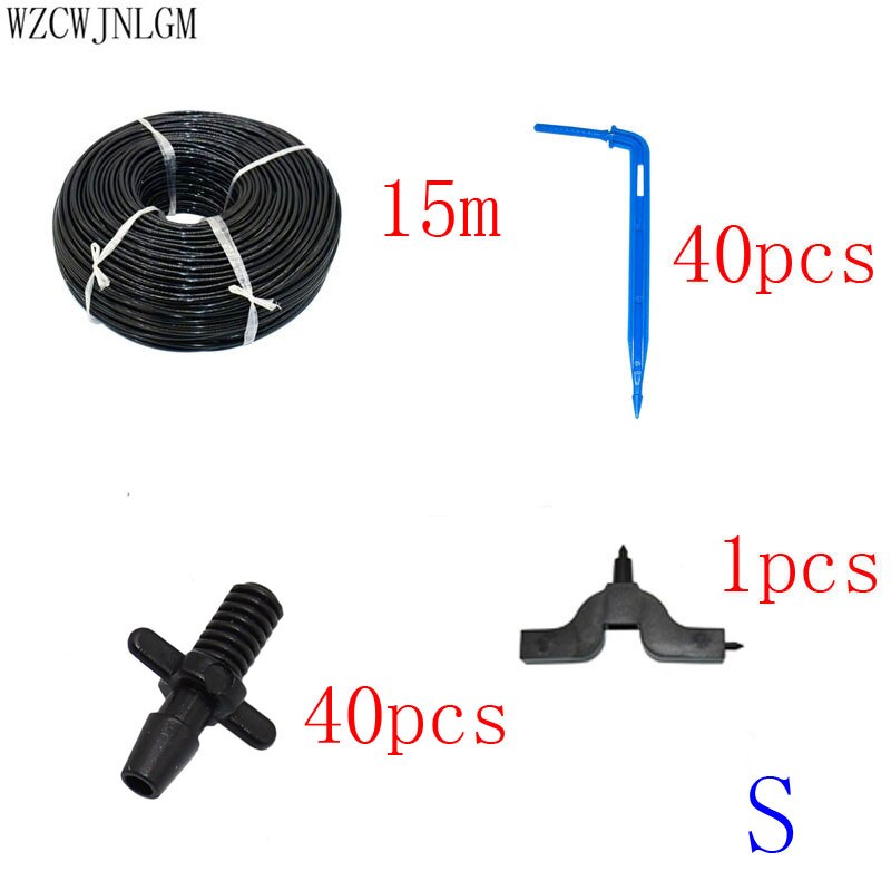 20M 3 / 5mm hose drip arrow automatic watering 2 to 4 way curved dripper micro drip irrigation system 1 set: S