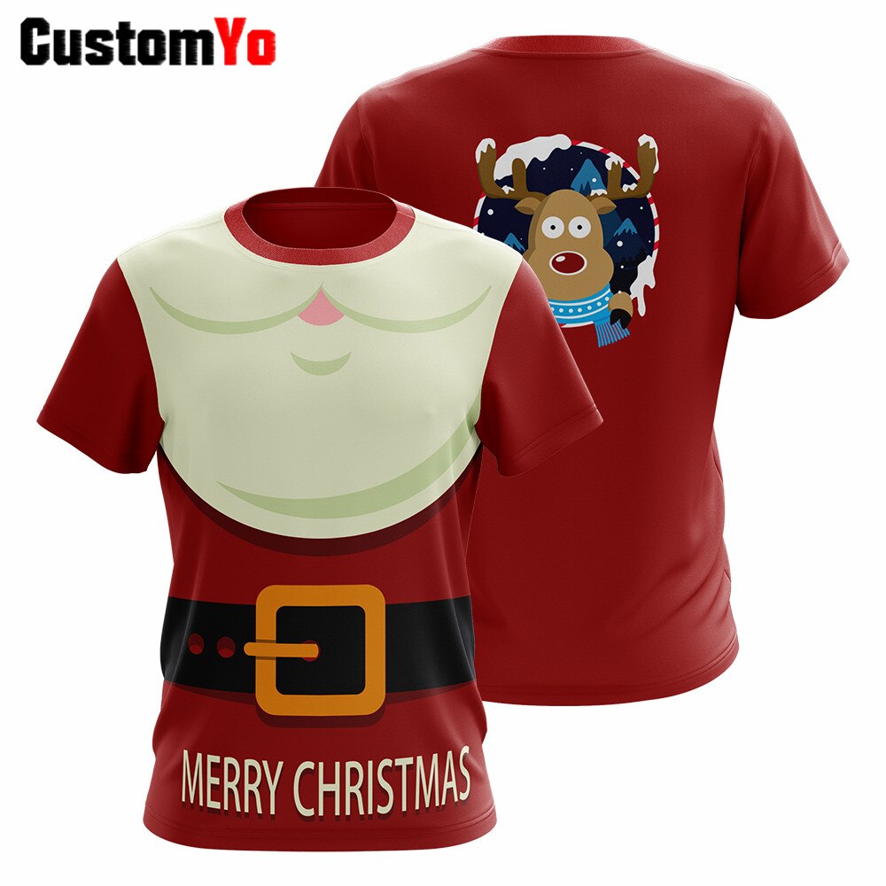 Custom T-shirt Unisex Short Sleeve Funny T Shirt Casual White Christmas Shirt