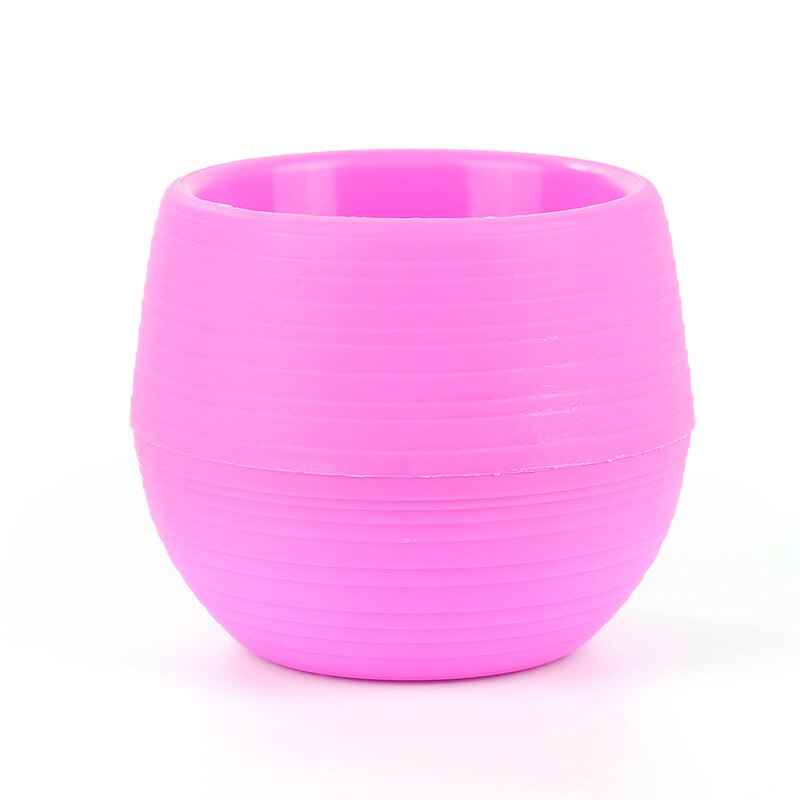 Mini Eco-friendly Colourful Round Plant pot Plastic Flower Pots Plants Bonsai Nursery Pots Garden Home Office Decor: rose red