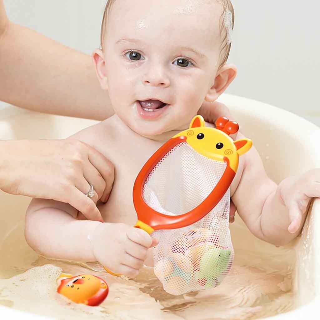 Bath Toys Baby Bathing Floating Soft Rubber Animals Water Tub Toy Squirts Spoon-Net 1 Set Cute Children Bathroom Water Toys