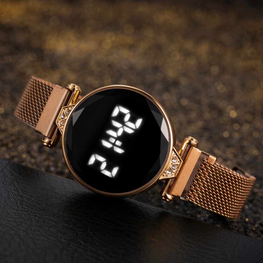 Montre-Bracelet magnétique milanaise pour femmes, montre-Bracelet de Sport numérique LED, horloge électronique pour dames et filles