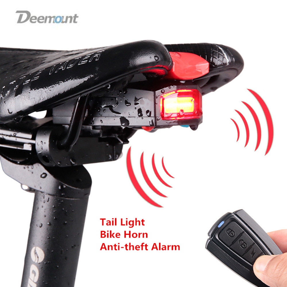 Deemount Fiets Achterlicht + Anti-Diefstal Alarm USB Lading Draadloze Afstandsbediening LED Achterlicht Fiets Finder Lantaarn sirene Waarschuwing