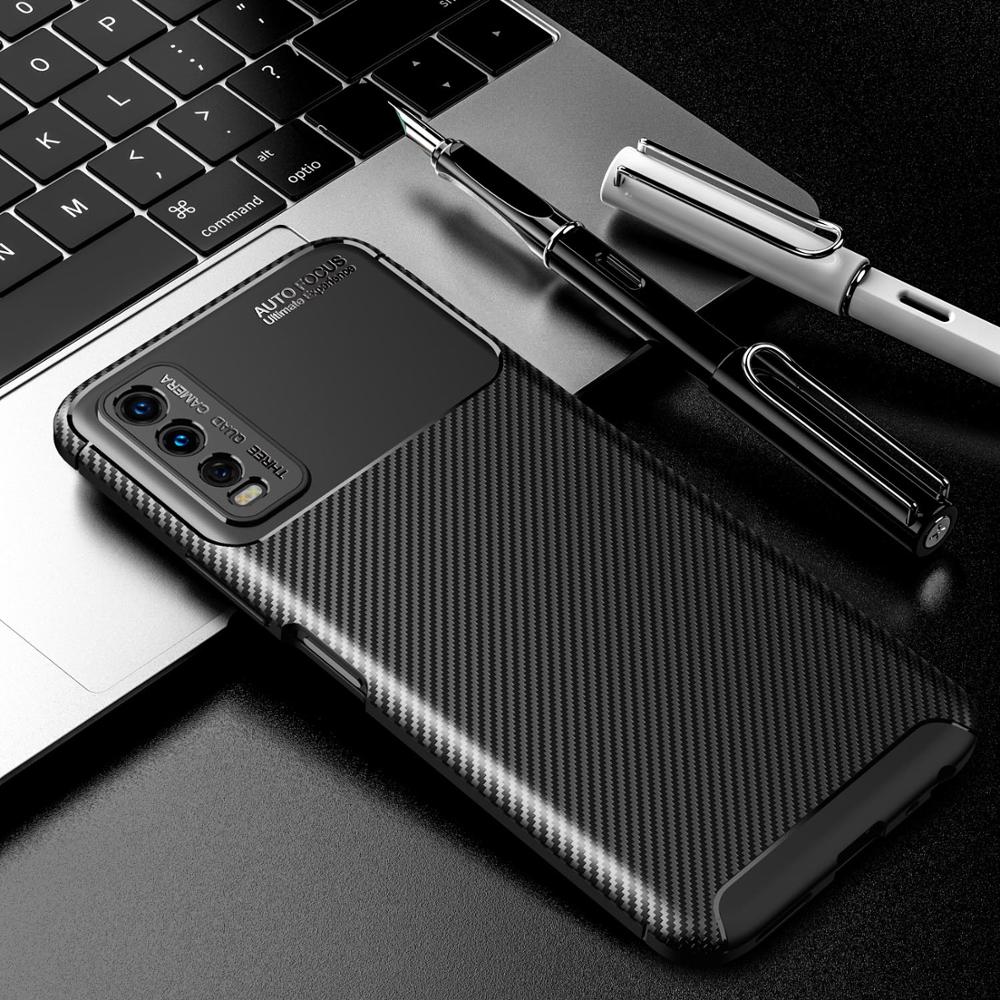 Case Voor Vivo Y20 Luxe Carbon Fiber Shockproof Soft Tpu Armor Case Voor Vivo Y20i Y20S Y11S Y12S: Vivo Y20i  Y11S Y12S / Black