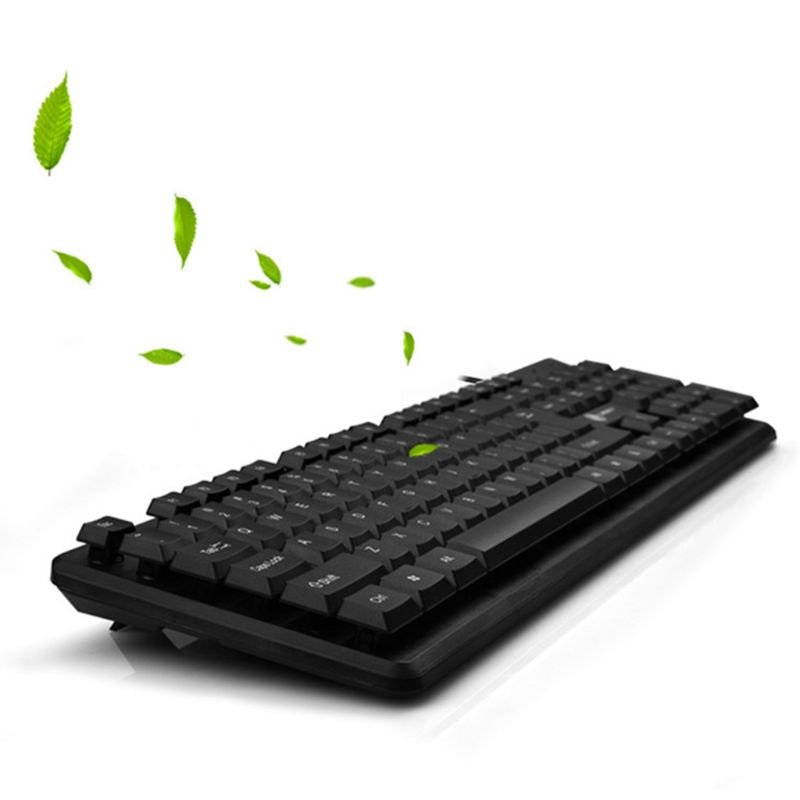 Black Silent Ergonomics Wired 104 Keys Keyboard and Mouse Combo Set for Laptop Computer PC Universal