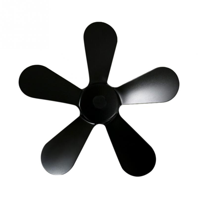 Burner Low Noise Living Room Energy-Saving Wood Stove Modern Efficient Fireplace Fan Winter Heat Powered Warm 5 Blades Household: Black