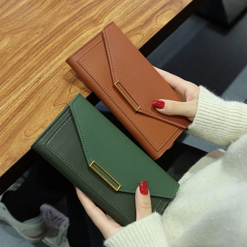 Wallet style for women Korean long style, fresh multi-function buckle, Japanese and Korean retro thin coin wallet