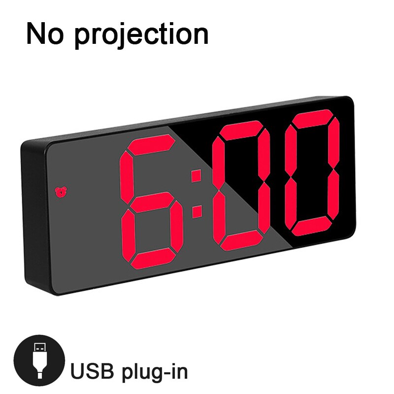LED Digital Smart Projector Alarm Clock Table Electronic Desktop Clock USB Wake Up With 180° Time Projector Snooze Alarm Clock: B04 No projection