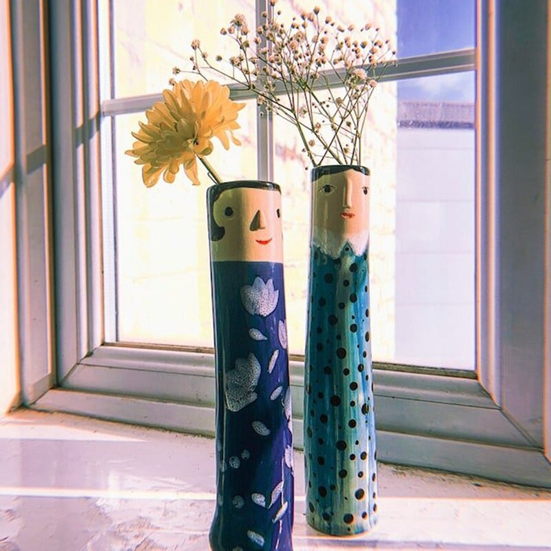 Böhmischen Familie Vase Kreative Vase Interessante Menschliche-förmigen Harz Anlage Container Büro Wohnzimmer Schreibtisch Dekoration