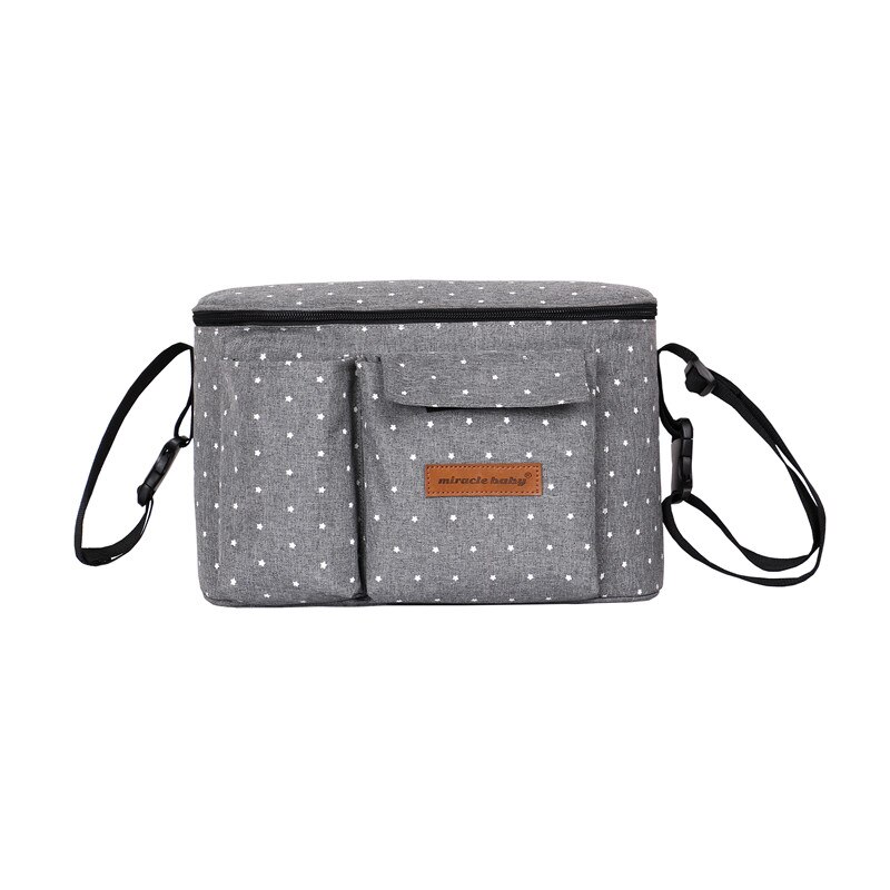 Baby Kinderwagen Tasche Universal- Mutter Paket Reise Hängen Wagen Organizer Windel Hängen Tasche Große Kapazität Kinderwagen Zubehör: A grau Stern