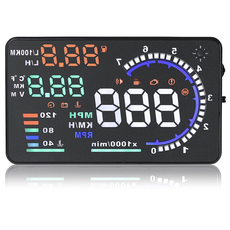 A8 5.5" HUD Car Head Up Display LED Windscreen Projector OBD2 Scanner Speed Warning Fuel Consumption Data Diagnostic