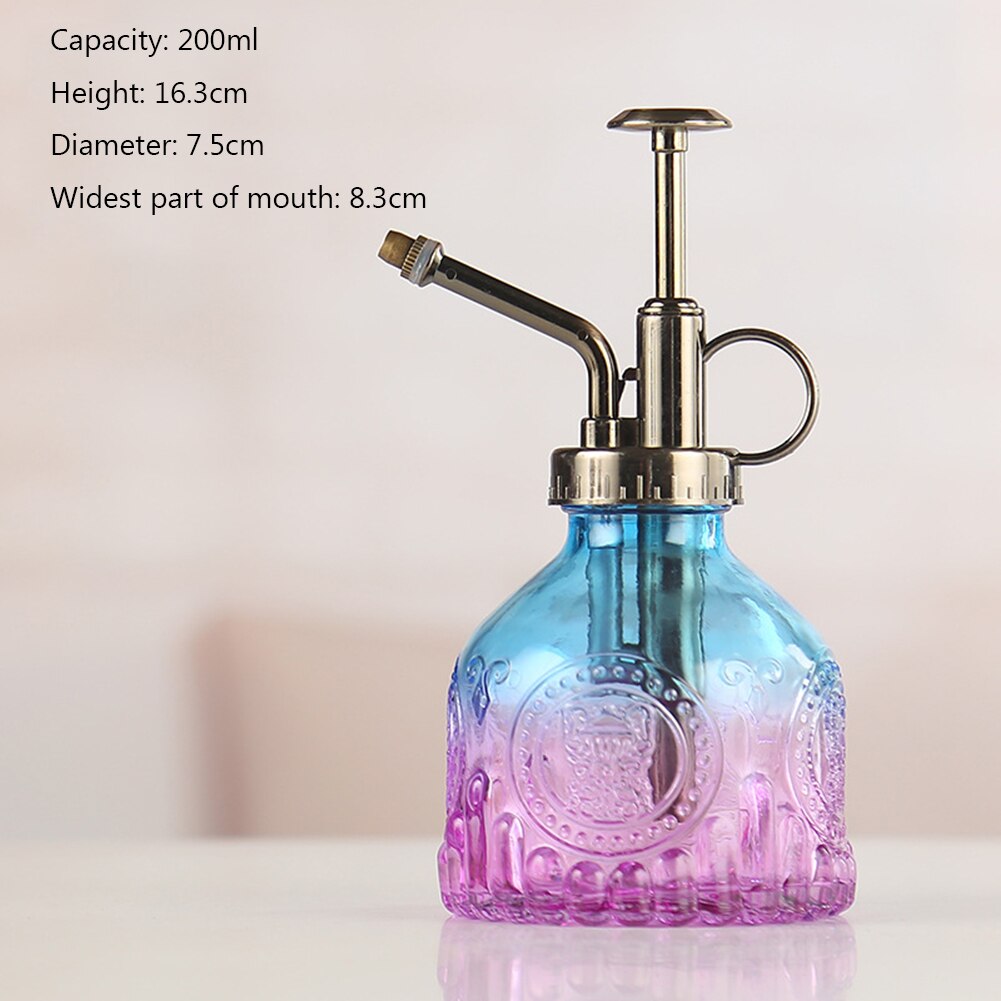 Regadera Retro para plantas, botella de vidrio, rociador de agua para riego de flores, suministros de riego de jardinería, 200ML: pink 200ml
