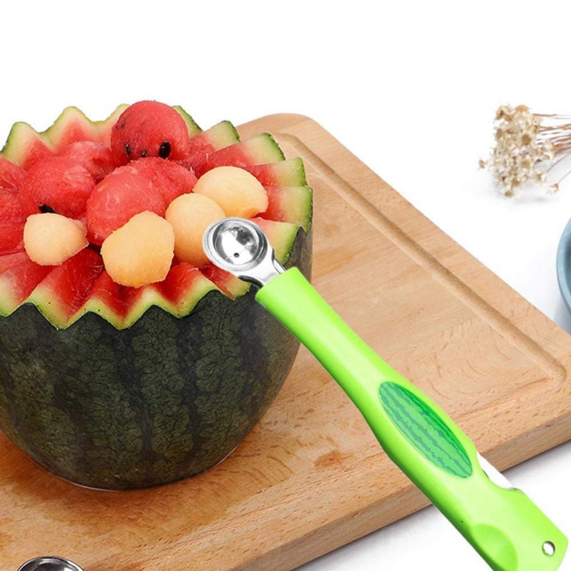 Rvs Watermeloen Cantaloupe Slitter Huis Huishouden Gesneden Fruit Mes Met Lepel Fruit Groente Gereedschap