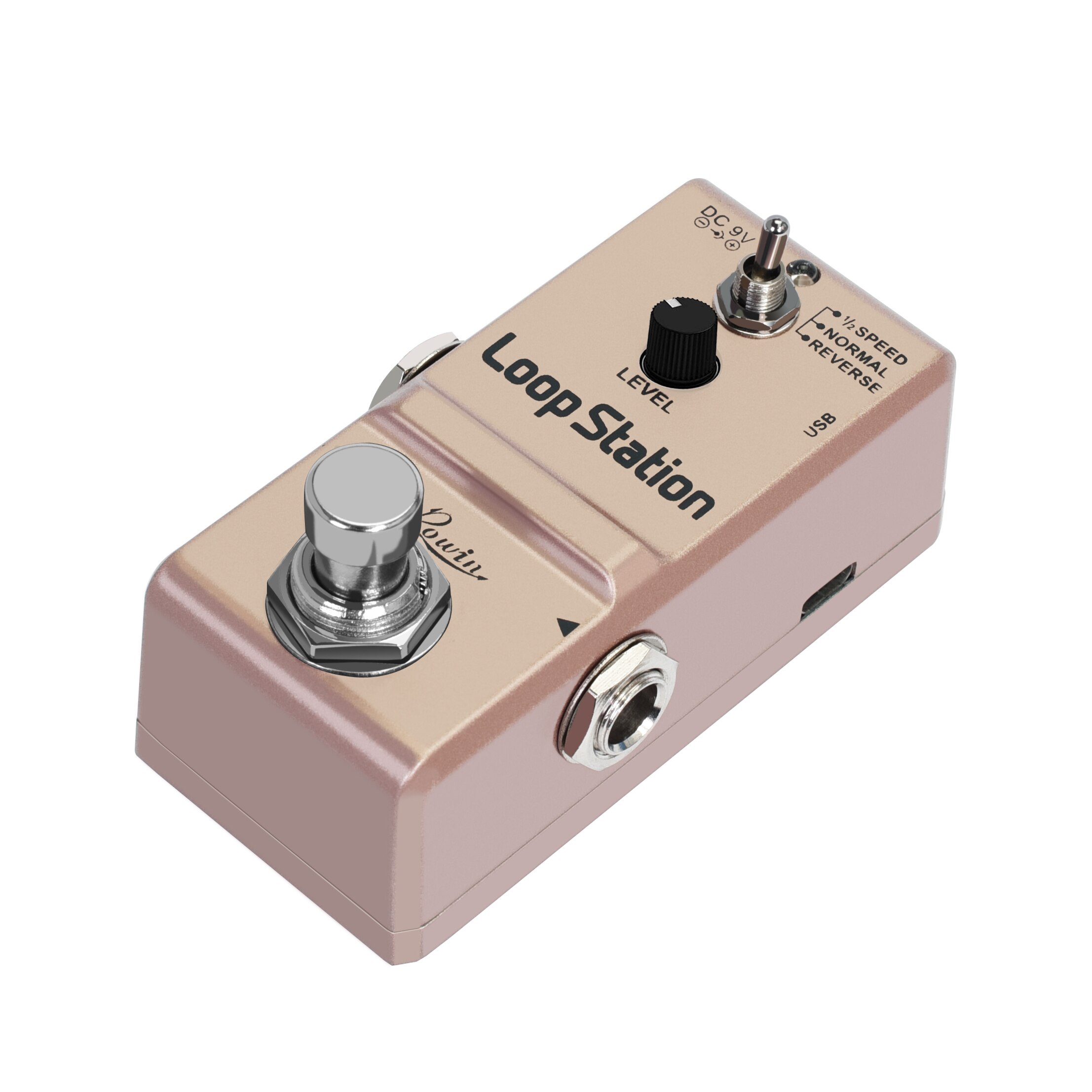 Rowin Guitar Looper Pedal Loop Station Unlimited Overdubs 10 Minutes of Looping, 1/2 time, and Reverse USB Port 3Mode True Bypas