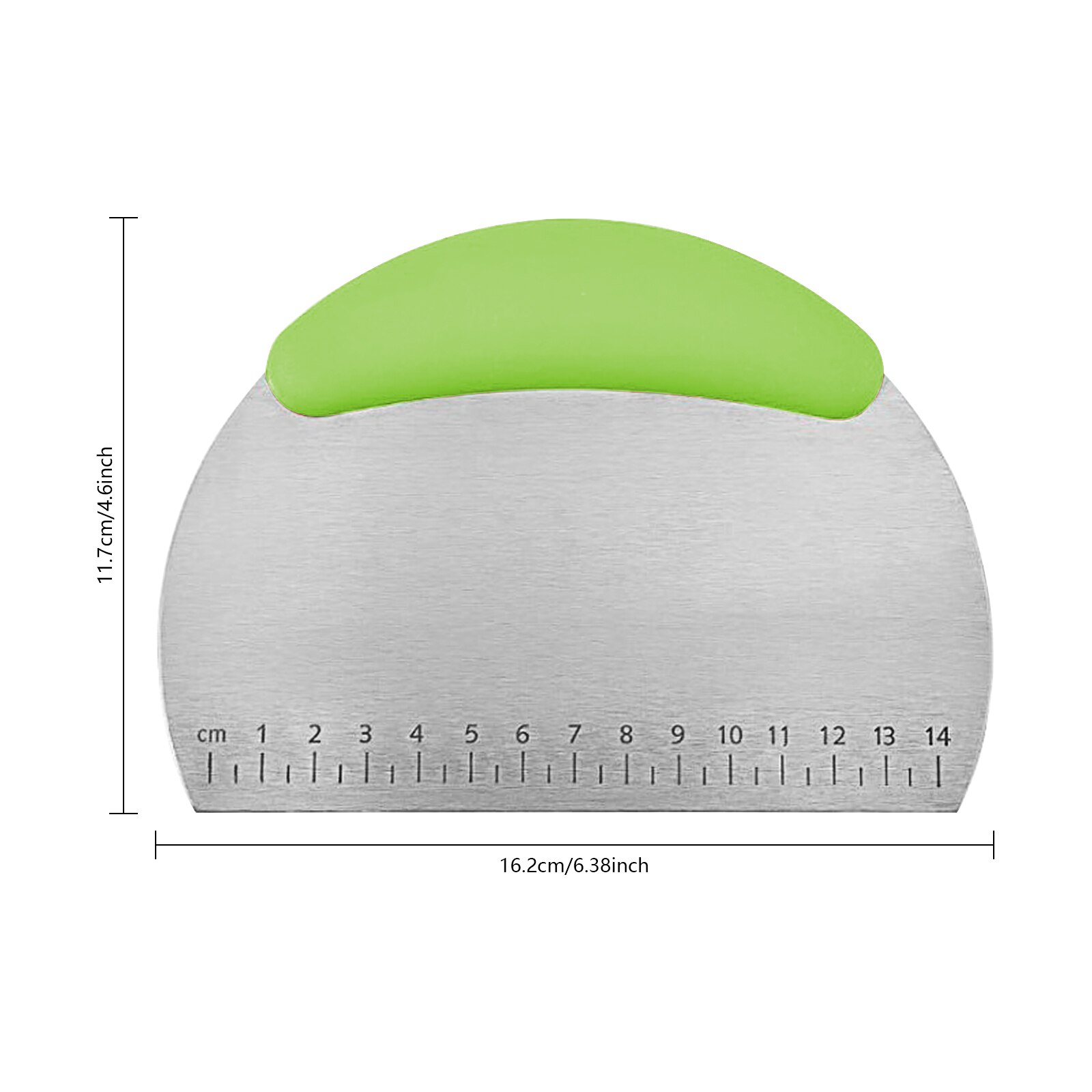 Kitchen Dough Scraper with Scale Stainless Steel Flour Dough Pizza Scraper Baking Utensils Pastry Spatula Baking Tools: Green16.2x11.7x1.5cm