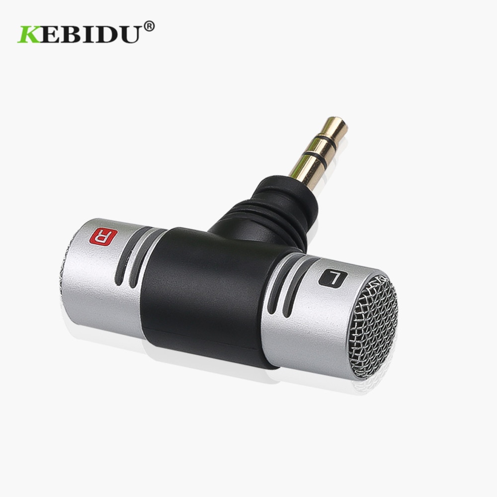 KEBIDU-Mini micrófono estéreo con conector de 3,5mm, dispositivo con interfaz de 3,5mm, para grabación, entrevista, estudio