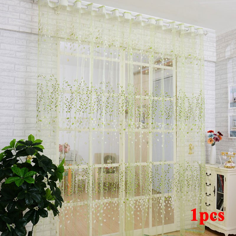 Cortinas para sala de estar, gasa, tul para cocina, ventanas, flores de ciruela, hilo, color rosa: green