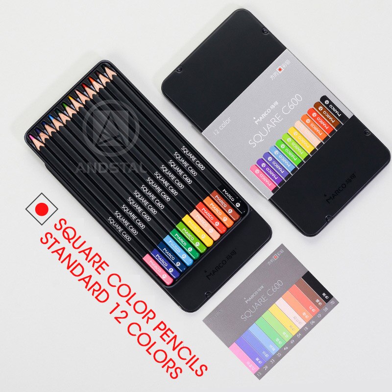 Andstal Marco 12/24 Platz Pastell Farben ungiftig Farbe Bleistift lapis de Kor Professionelle Farbige Bleistifte für Schule Liefert: 12 Standard Farben