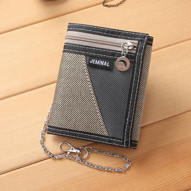 Portefeuille en toile pour homme porte-carte de crédit porte-clés porte-monnaie poche à langer