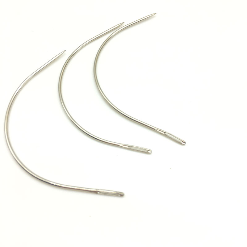 144units Per lot C Weaving Needles 90mm Jumbo Curved Needles Sewing Track Weave Needle For Hair