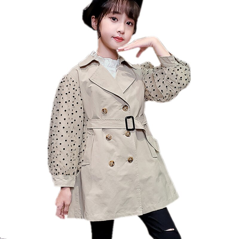 Gabardina para niñas, rompevientos, abrigo para niños, de otoño, prendas de vestir de color caqui, trajes, abrigos con cinturón para niños de 10, 12, 13 y 14 años