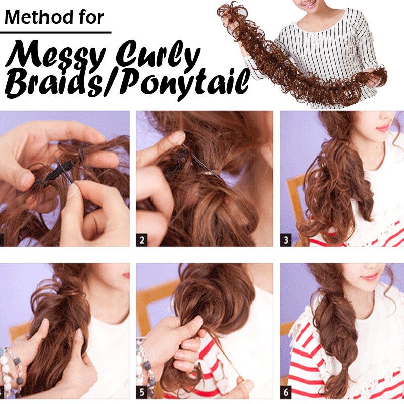 Coiffe à chignon synthétique de 14 couleurs 85g-S-noilite, bandeau caoutchouc de chevelure ébouriffée, postiches de coiffure, scrunchie d'extension capillaire, coiffure longue bouclée retroussée vers l'arrière