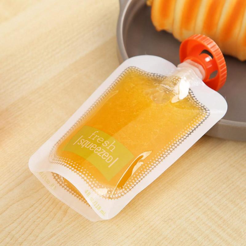 10 stk. oprejst plast drikkepose drikke juice emballagepose tudpose til drik flydende juice mælk kaffe børn fodringspose