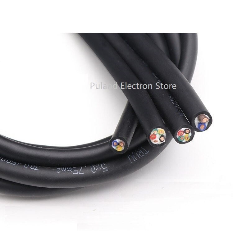 Square 0.5mm TRVV Towline Cable 2 3 4 5 Core Sheath Copper Wire Soft PVC Insulated Power Drag Chain Line Bend Resistance Black