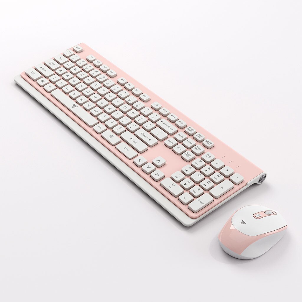 Wireless Keyboard And Mouse Combination LED Backlights Home Office Ultra Thin Wireless Acrylic Keyboard And Mouse Combination: Pink 