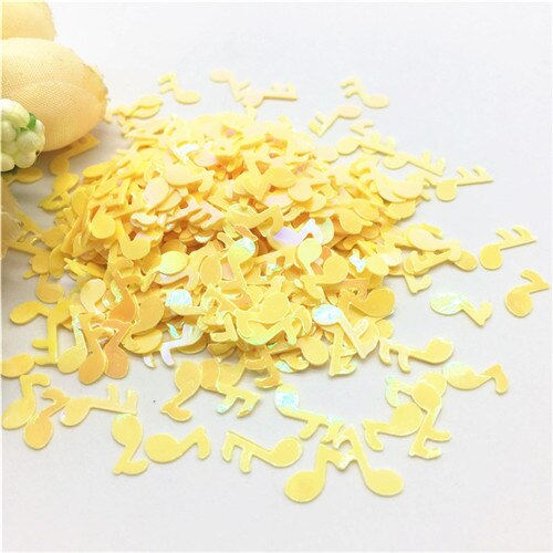 Pailletten 4*9mm muzieknoot vorm losse pvc pailletten voor 3d nail art decoratie manicure diy knutselen bruiloft accessoire confetti 20g: Ab geel
