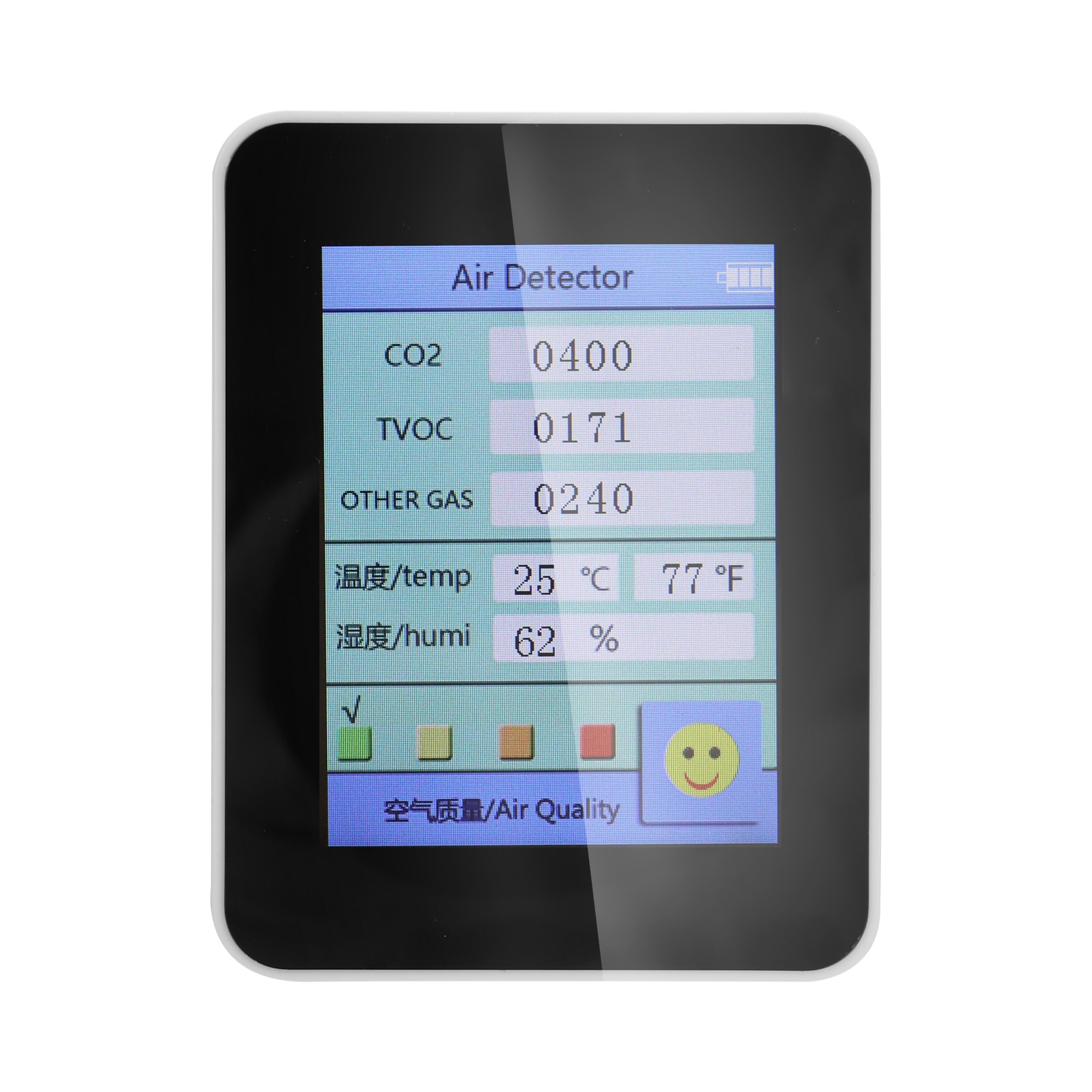 Household Air Detector CO2 Tester With Carbon Dioxide TVOC Value Electricity Quantity Temperature Humidity Display