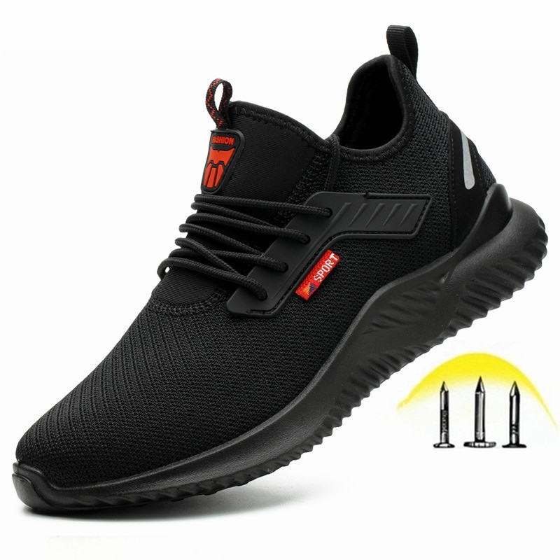 Puimentiua Indestrutível Sapatos Homens Botas de Segurança do Trabalho Sapatos Biqueira de Aço Puncture-Proof Respirável Leve Tênis