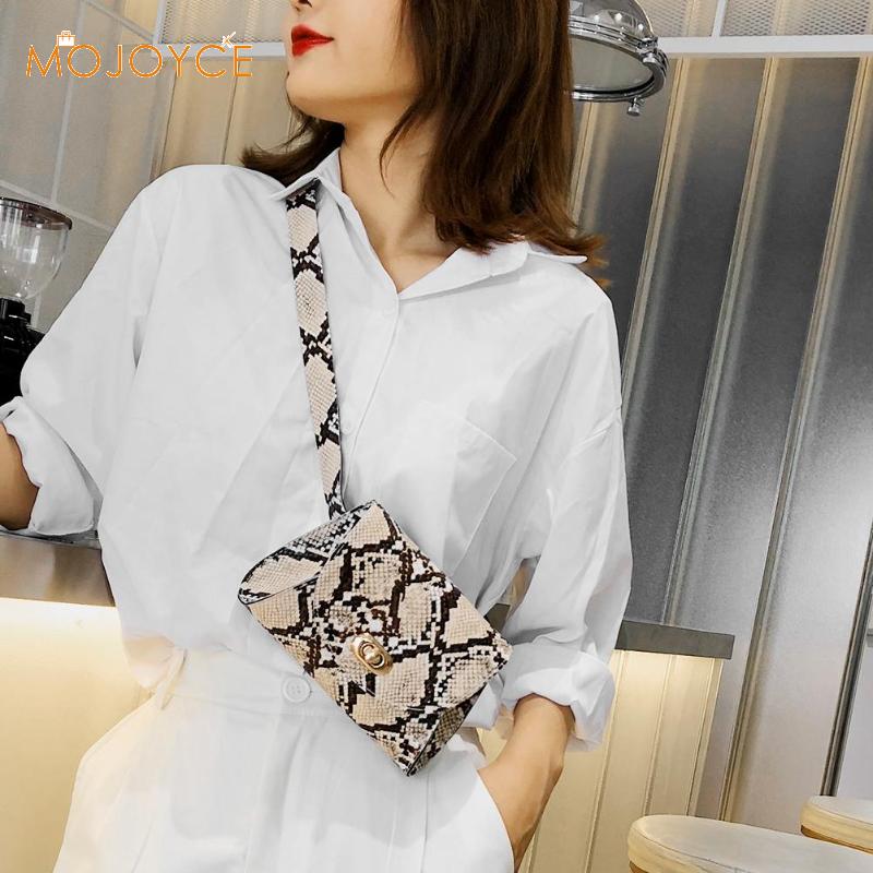 Riñonera de piel sintética con estampado de serpiente para mujer, bolso de cintura con estampado de serpiente