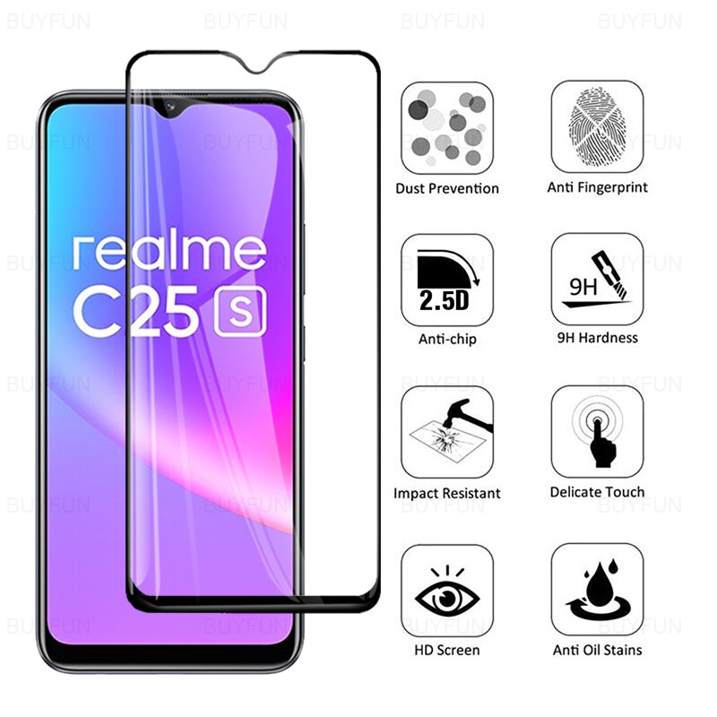 2I1N Volledige Cover Beschermende Glas Voor Oppo Realme C25s C25 C21 C20a C Screen Protector Lens Camera Glas Film Voor c25 S C 25 S 20a C35 C21y C20