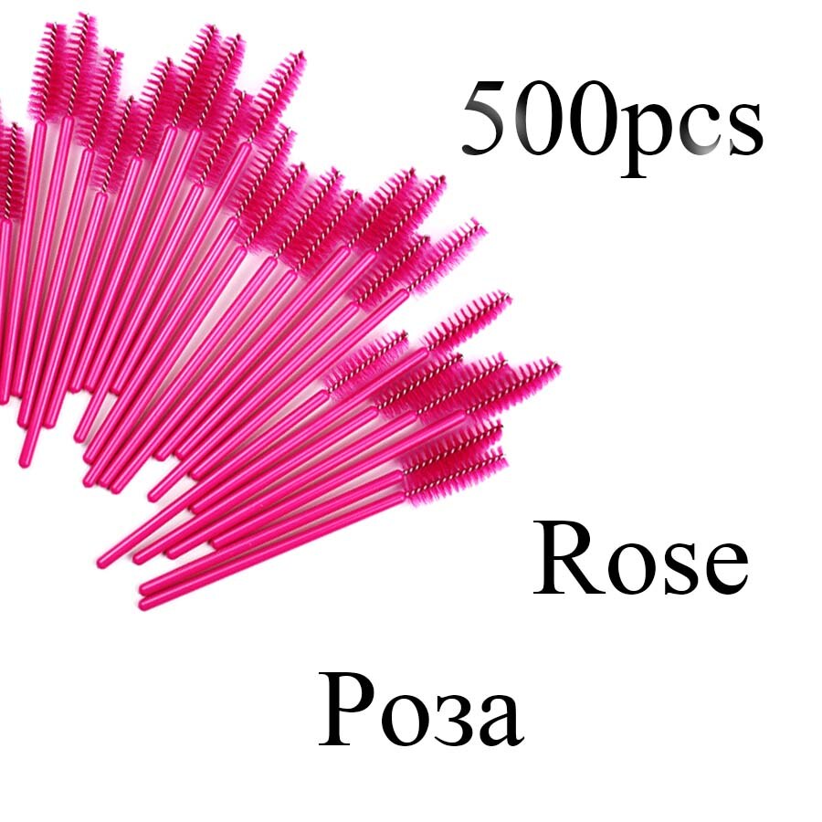 500 Stks/pak Wegwerp Kristal Wimper Borstel Kam Wimpers Extension Mascara Wands Make-Up Professionele Beauty Tool: 500pcs Rose